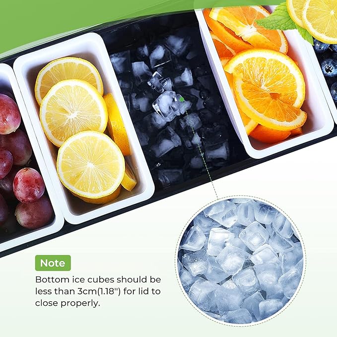 Fruit, Veggie & Condiment Caddy with Lid Dispenser Tray Garnish Station for Bartending & Serving Taco (2, 5 Compartment)