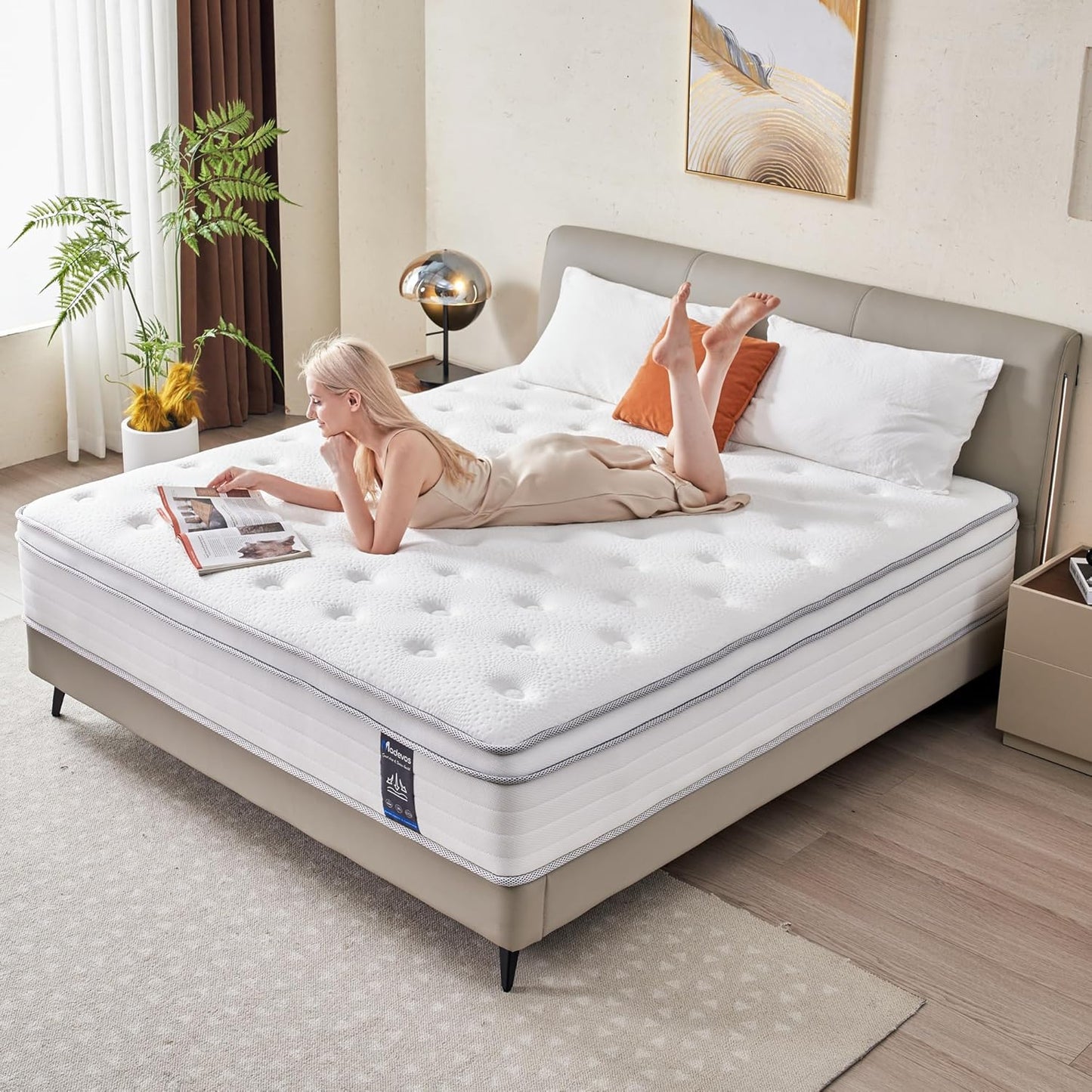 Queen Mattress, 12 Inch Hybrid Mattress in a Box, Memory Foam and Individual Pocket Springs, Soft and Breathable, Soft Feel