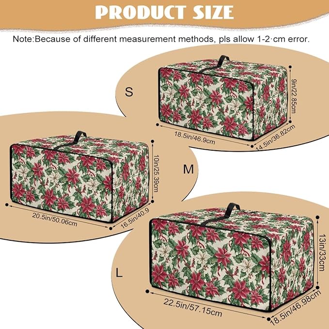 Air Fryer Toaster Oven Dust Cover Dustproof Convection Oven Cover with Side Pockets for Small Kitchen Appliances, L, 18.5 x 22.5 x 13 Inches, Poinsettia Flower Christmas Decor