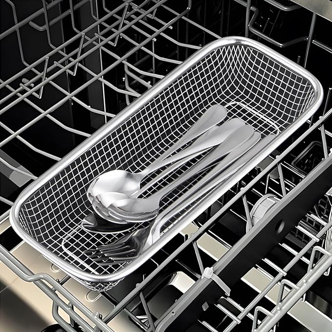 Utensil Drying Rack, 2 Pack Stainless Steel Utensils Holder Dishwasher Silverware Basket, Compact Dish Rack Chopsticks Spoons, Forks, Knifes Drainer Basket Organizer for Kitchen Counter