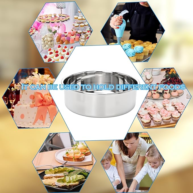 8 Pcs 6 Inch Cake Pan with 100 Easy Lift Paper Liners Stainless Steel Mini Round Cake Pan Tin for Oven Birthday Wedding Party Dishwasher Safe