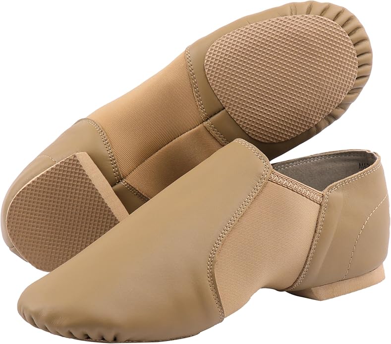 Linodes Unisex Leather Upper Jazz Shoe Slip-on for Women and Men's Dance Shoes