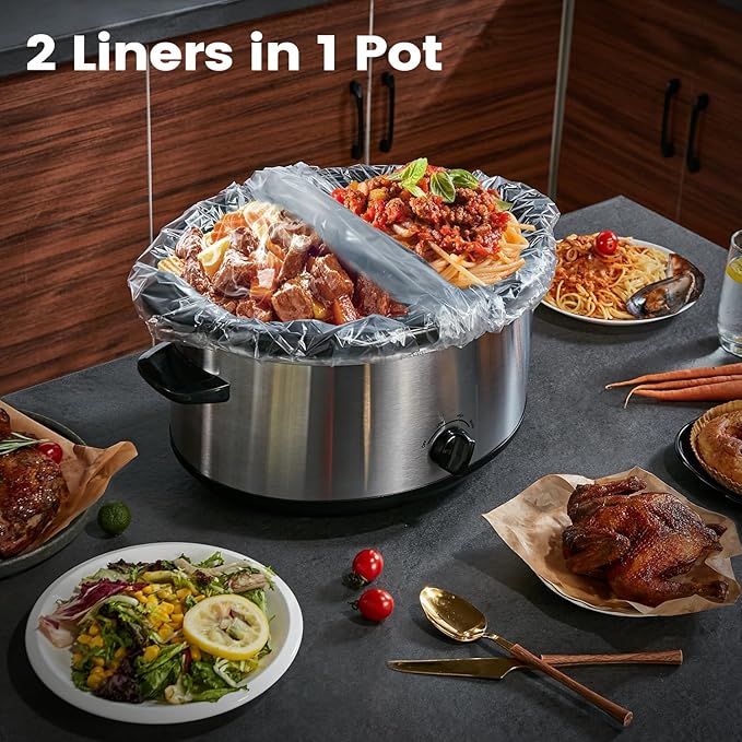 Slow Cooker Liners, Hotensil 13"x 21" 30 Count Cooking Bags Large Size Disposable Pot Liner, Fit 3QT to 8.5QT for Slow Cooker Cooking Trays, Multi-Purpose Durable Liners Plastic Bags, BPA Free