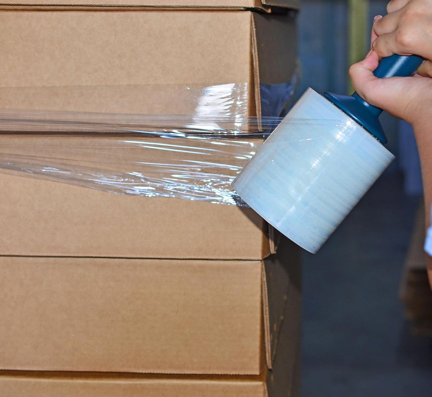 WOD SFCB80 Heavy Duty Hand Stretch Film Wrap 80 Gauge Thick with Dispenser - Clear Shrink Wrap Ideal for Moving, Packing, & Palletizing Applications: 3" in. x 1000 Ft (6-Rolls)