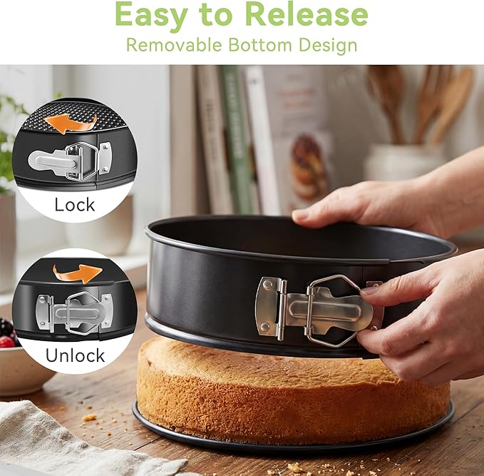 USLAI Springform Pan, 4/6/7/8/9/10 Inch Nonstick Cheesecake Pan with Removable Bottom, Easy to Clean, Ideal for Baking Cakes, Pies and Quiches - 10 Inch