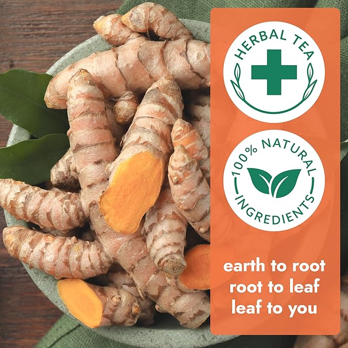 Vital Bloom 120 Tea Bags Ginger Turmeric Cinnamon Tea Bags, Supports Immune Health, Aids Digestion, 100% Natural Ingredients Blended Herbal Tea, Hot or Iced, Eco-Friendly Package, 120 Count