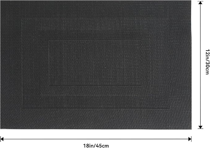 Leetaltree Black Frame Placemats Set of 24 - Heat Resistant Non-Slip Place mats for Dining Table, Washable Durable PVC Vinyl Woven Table Mats(Black Frame, 24)
