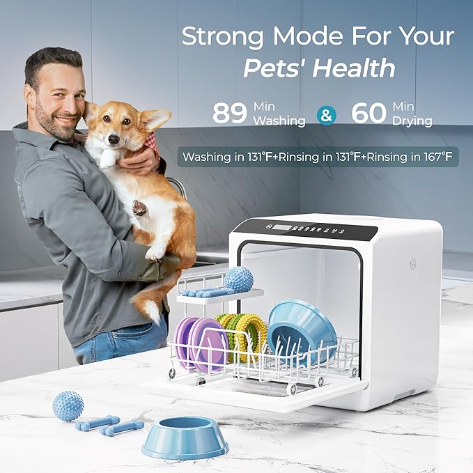 EUHOMY 6 Programs Countertop Dishwasher, Portable Dishwasher with 5L Built-in Water Tank & Inlet Hose, Mini Dishwasher for Apartments and RVs, High-Temp & Air-Dry Function, No Hookup Needed, Black