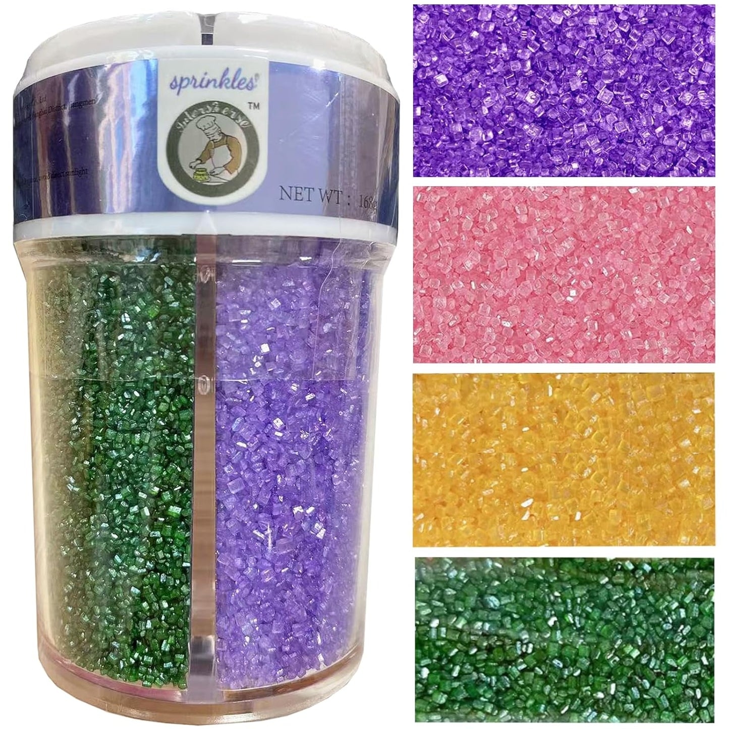 Sentovac 4-Colors Sanding Sugar for Baking Edible Sparkling Sugar Sprinkles Coarse Sugar Crystals for Baking Cake Cookie Cupcake Topper Ice Cream Decoration Supplies（Purple Yellow Green Pink）