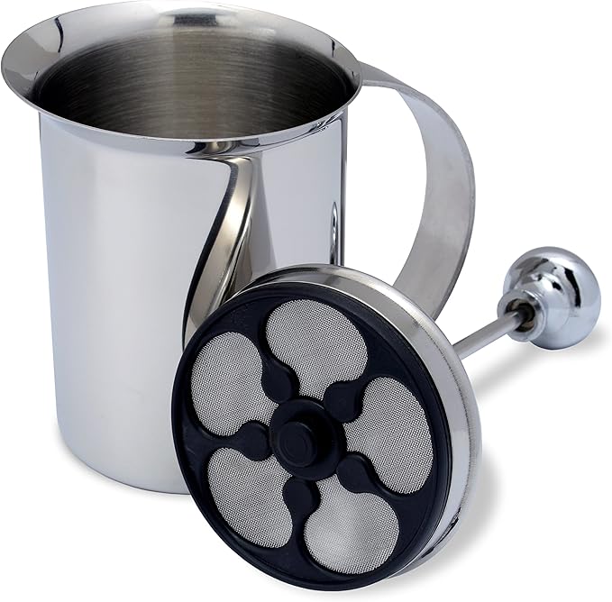 Bellemain Milk Frother Handheld, Thick, Creamy Milk Foam Maker, Warm & Cold Milk Foamer | Stainless Steel Hand Held Frother for Coffee, Latte, Cappuccino, Frappe, Matcha, Hot Chocolate, 14 oz.