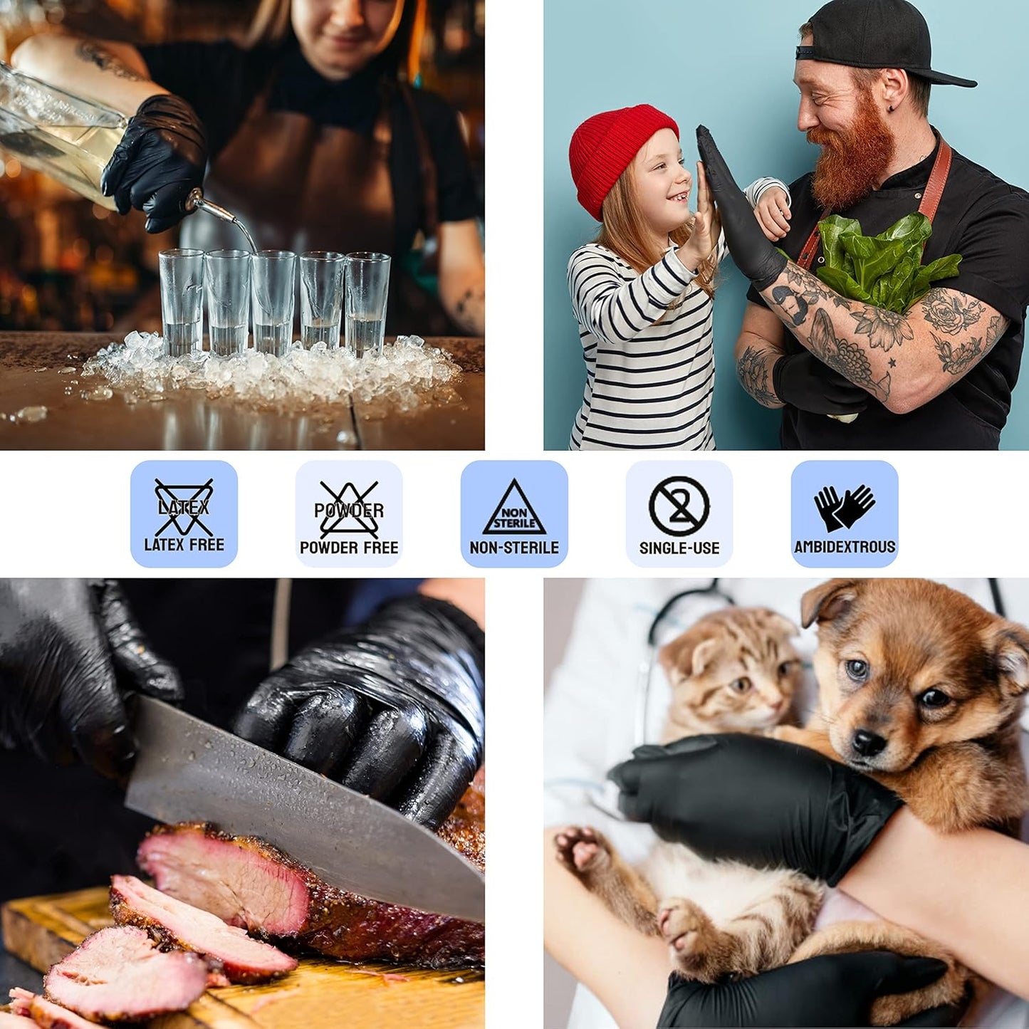 SAFE HEALTH Nitrile Black Industrial Disposable Gloves-Large 3.5 Mil Box of 100 Powder Free-Latex Free Tattoo-Beauty Salon-Hair Nail Studio-Auto Repair-Car Maintenance-Household-Daily
