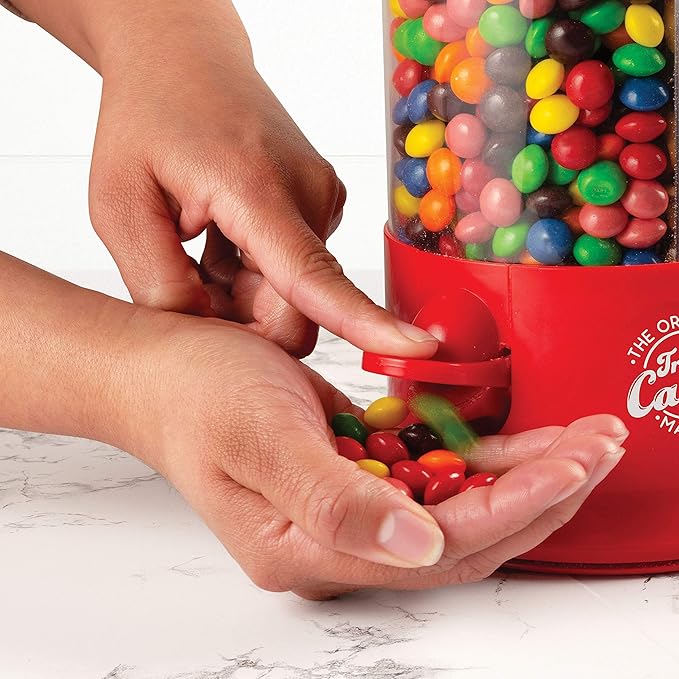 Handy Gourmet The Original Polystyrene Triple Candy Machine - Fun Candy & Nut Dispenser - New & Improved (Red) - 360 Degree and 3 Compartments