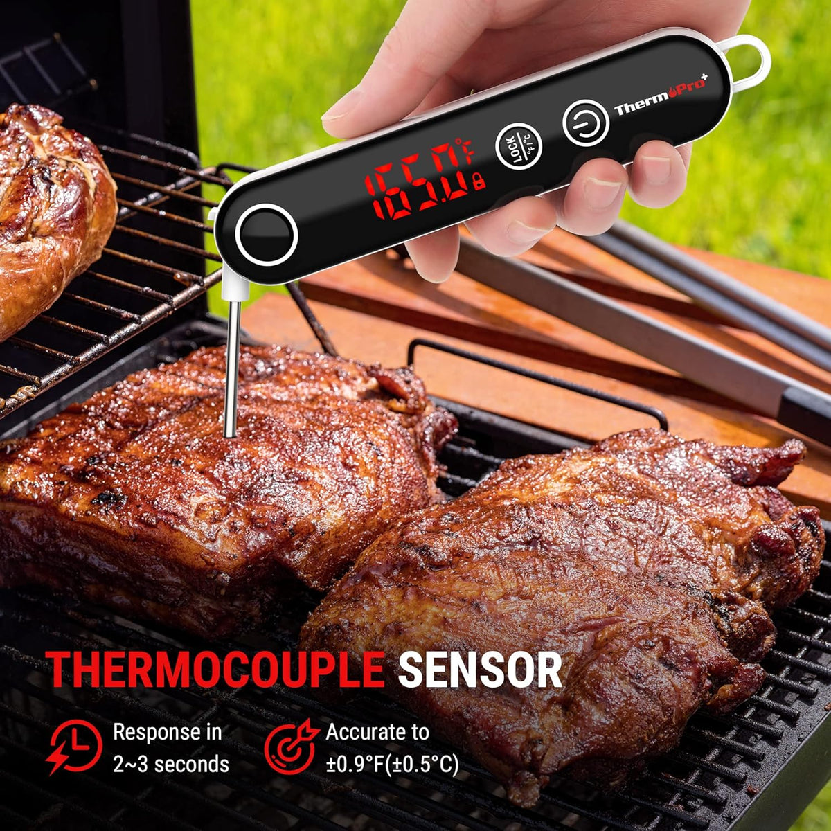 ThermoPro TP18 Instant Read Meat Thermometer Digital with Thermocouple Sensor, Cooking Food Thermometer for Grill, Smoker, BBQ, Oil Deep Frying, Candy, Kitchen Thermometer