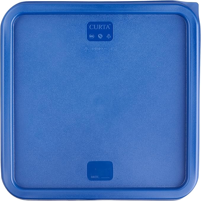 CURTA 4 Pack Food Storage Containers with Blue Lids - NSF Listed Commercial Grade in 22.0 Qt - Square, Clear, Polycarbonate