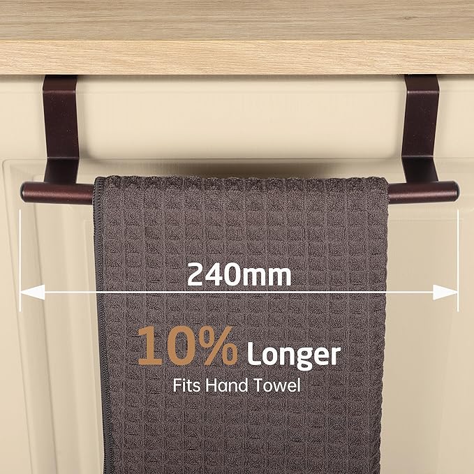 KES Over The Cabinet Towel Holder Fit 1" Thick, Kitchen Towel Holder for Cabinet, Over The Door Towel Bar with Extended Hooks, Brown 2 Pack, KTH500S26-OB-P2