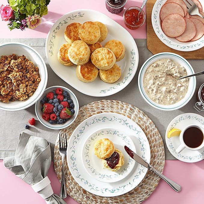 Corelle Dinnerware Set (Set of 4 Bowls, Country Cottage) Set for 4 | Includes 4 x Cereal/Soup Bowls