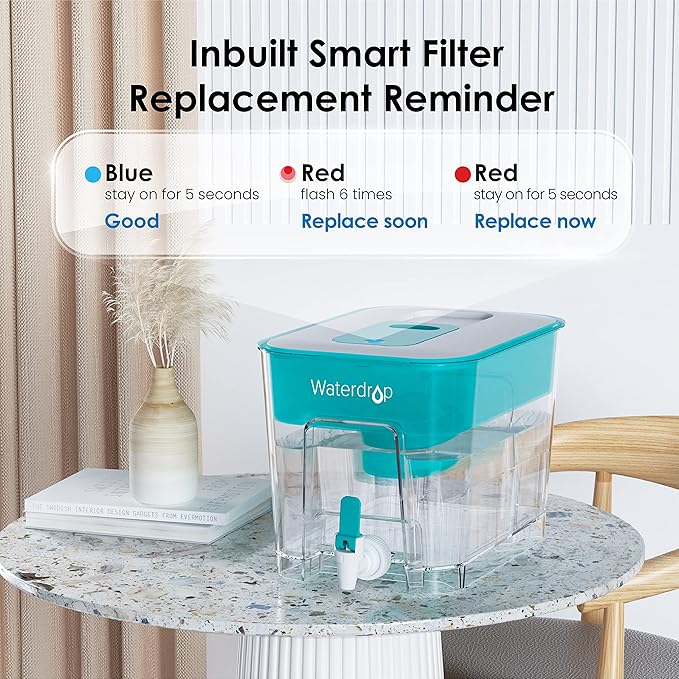 Waterdrop Glass Water Filter Pitcher with 1 Filter, Eco-Friendly, with NSF 53&42&372 Certified Filter, & Waterdrop 200-Gallon Long-Life 40-Cup Large Water Filter Dispenser with 1 Filter