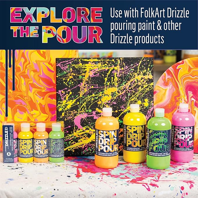 FolkArt Drizzle Tool Kit, 13 Piece Pouring Drop, Swipe, and Stir Tool Kit Perfect for Fluid Arts and Crafts Projects, 50429