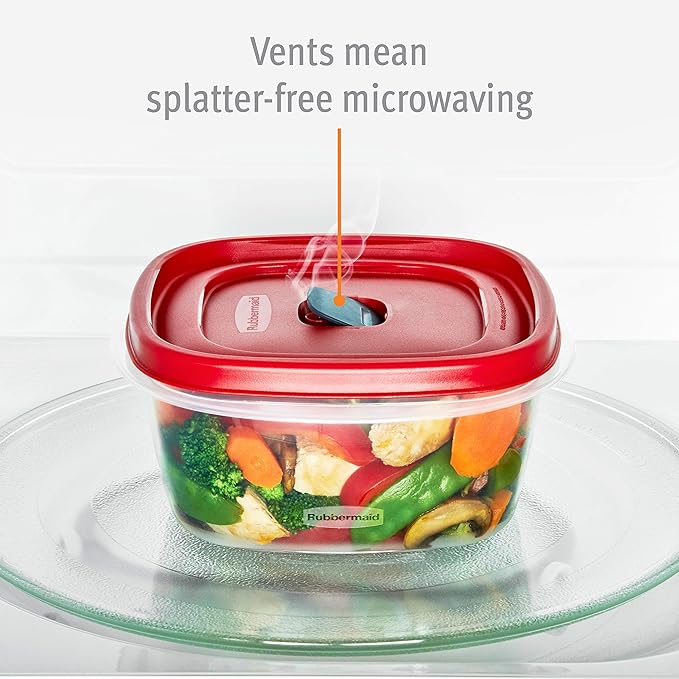 Rubbermaid EasyFindLids Food Storage and Organization Containers, 3-Pack, Racer Red, BPA-Free, Microwave & Dishwasher Safe