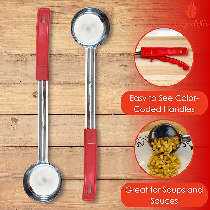2 Ounce Solid Stainless Steel Portion Control Ladle Spoon for Measuring and Serving; Commercial Grade Serving Scoops [Pack of 2]
