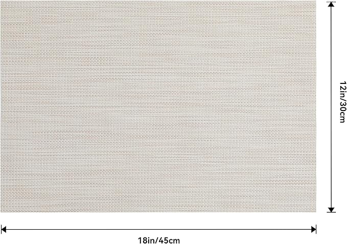 Leetaltree Beige White Placemats Set of 20 - Heat Resistant Non-Slip Place mats for Dining Table, Washable Durable PVC Vinyl Woven Table Mats(Beige White, 20)
