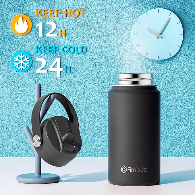 Fimibuke Kids Insulated Water Bottle, 14oz BPA FREE Double Wall Vacuum Tumbler 18/8 Stainless Steel Leak Proof Kids Cups with Straw Metal Water Bottle for School Boys Girls (2 Pack, Midnight Rose)