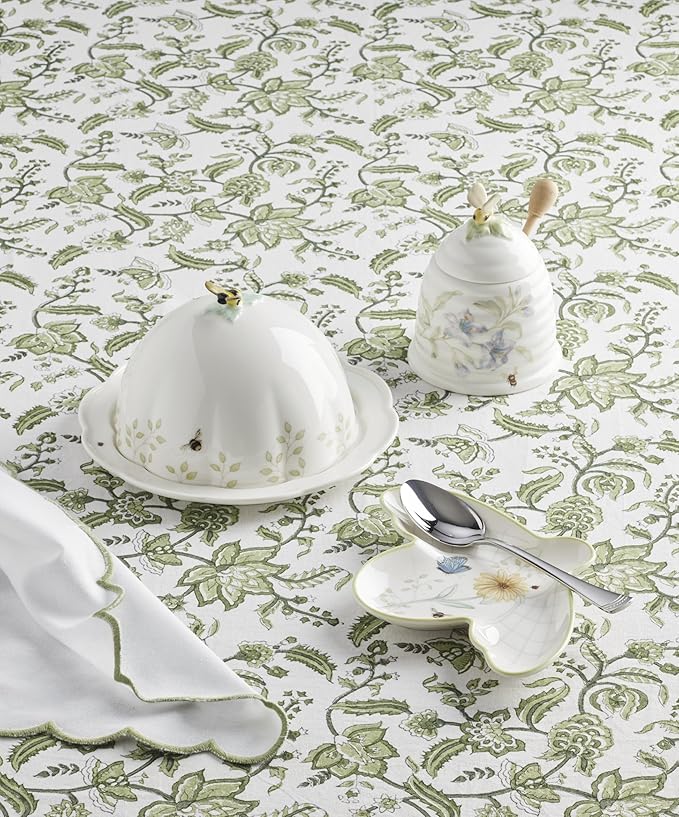 Lenox Home And Kitchen, Butterfly Meadow Beehive Covered Butter Dish, Porcelain Material, Butter Dish With Lid For Countertop, Kitchen Decor And Accessories, Butterfly And Flowers (White, 1 Piece)