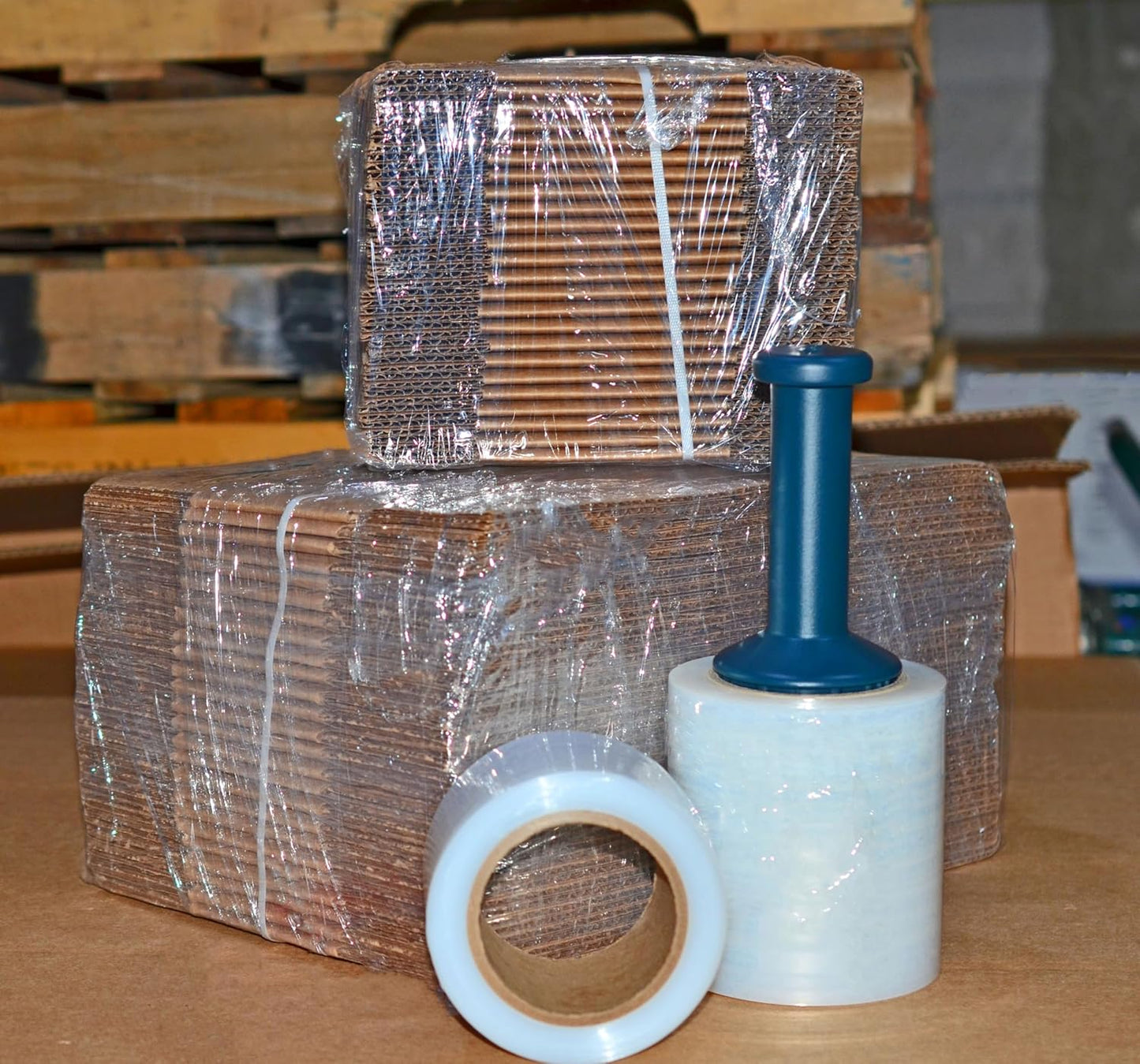WOD SFCB80 Heavy Duty Hand Stretch Film Wrap 80 Gauge Thick with Dispenser - Clear Shrink Wrap Ideal for Moving, Packing, & Palletizing Applications: 3" in. x 1000 Ft (18-Rolls)