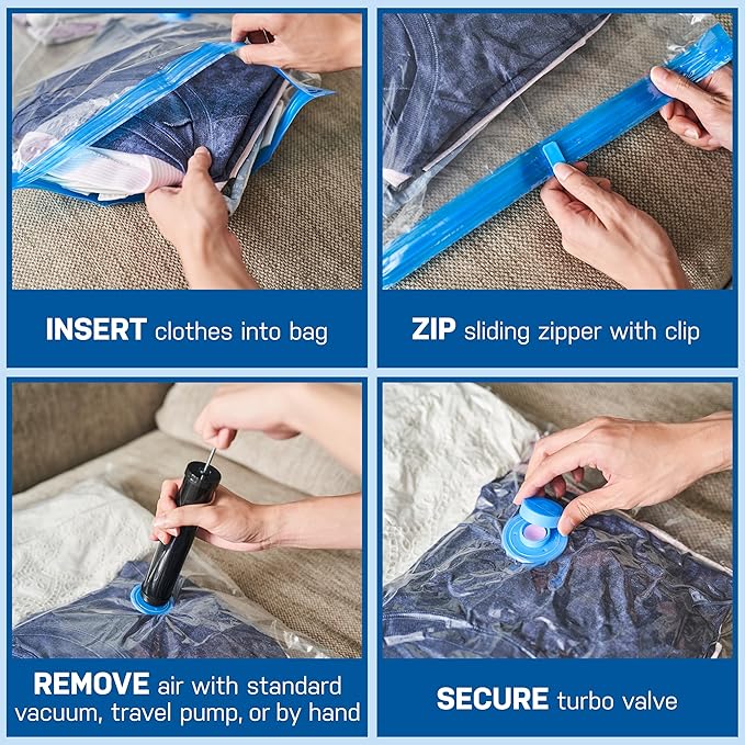 Spacesaver 3 Pack Jumbo Vacuum Storage Bags - 40" x 30 Heavy Duty Blanket Storage Bag with Pump - Space Saver for Clothes, Comforters, and Bedding - Compression Bags to Store Blankets for Travel