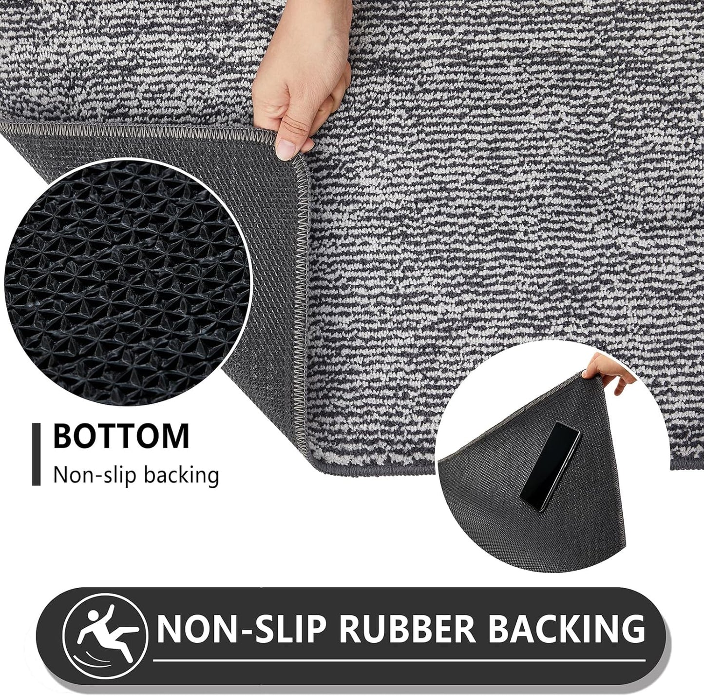 REFETONE Indoor Doormat, Front Door Mat 24"x36" Absorbent Rubber Backing Non Slip Back Door Mats, Washable Low-Profile Inside Floor Mat Door Rugs for Entryway, Resist Dirt Mud Mat for Dogs, Dark Grey