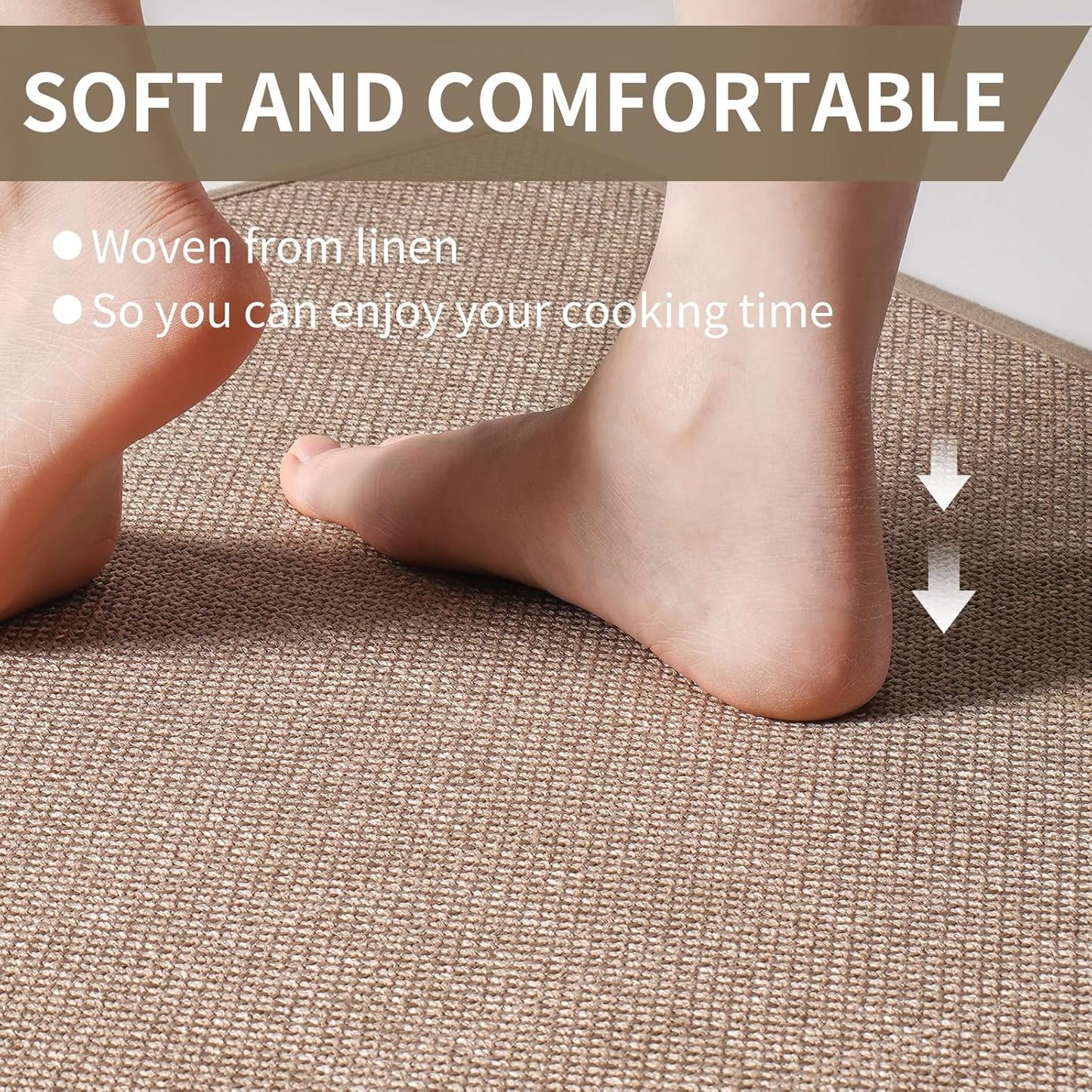 Durable Non-Slip Kitchen Mats，Kitchen Mats in Front of Sink,Quick Drying Mat for Kitchen Counter, 17x59 Brown Water and Oil Absorbent Runner Rugs for Kitchen