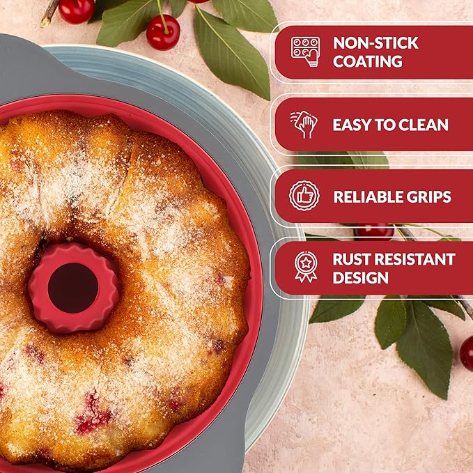 Boxiki Kitchen Duo: Non-Stick Steel Jumbo 6 Cup Muffin Pan with Silicone Handles & Reusable Liners and Durable Silicone Pound Cake Pan with Heavy Grade Steel Frame - Master Your Baking Game!