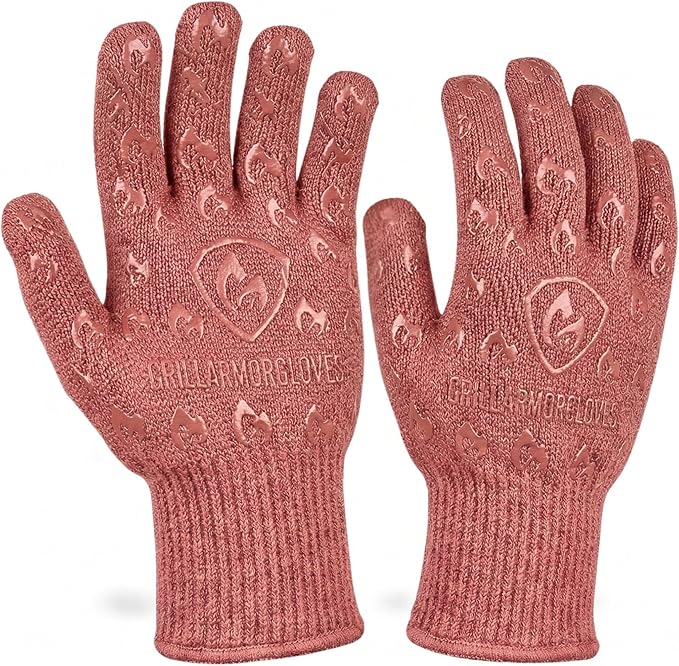 Grill Armor Oven Gloves with Fingers – 932°F Heat, Fire & Cut Resistant Mitts for BBQ, Grill, Cooking, Grilling, Baking, Smoker & Fire Pit