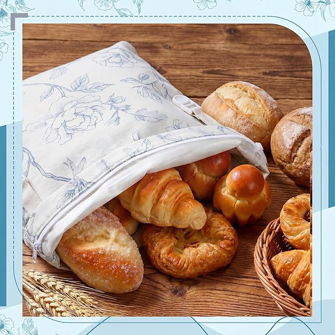 Tallew 3 Packs Beeswax Bread Bags for Sourdough, 17" x 13" XL Reusable Tpu Lining Beeswax Bread Bag, Food Storage Cloth Bag with Sealing Zip for Homemade Sourdough Freezer Freshness Preservation