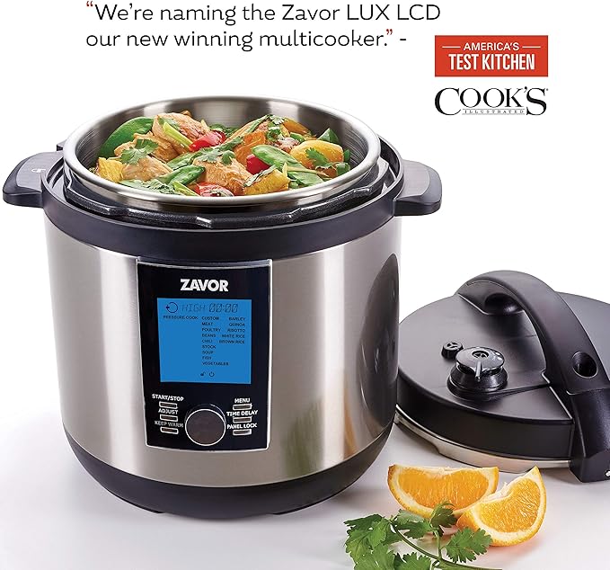 Zavor LUX LCD 6 Quart Programmable Electric Multi-Cooker: Pressure Cooker, Slow Cooker, Rice Cooker, Yogurt Maker, Steamer and more - Stainless Steel (ZSELL02)