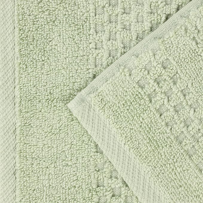 Superior Playa Zero Twist Cotton Medium Weight Towels, for Guest Bath, Bathroom, Shower, Spa, Plush, Quick Dry, Ultra-Soft Towels, Bath Essentials, Waffle Textured, 9 Piece Assorted Towel Set, Green
