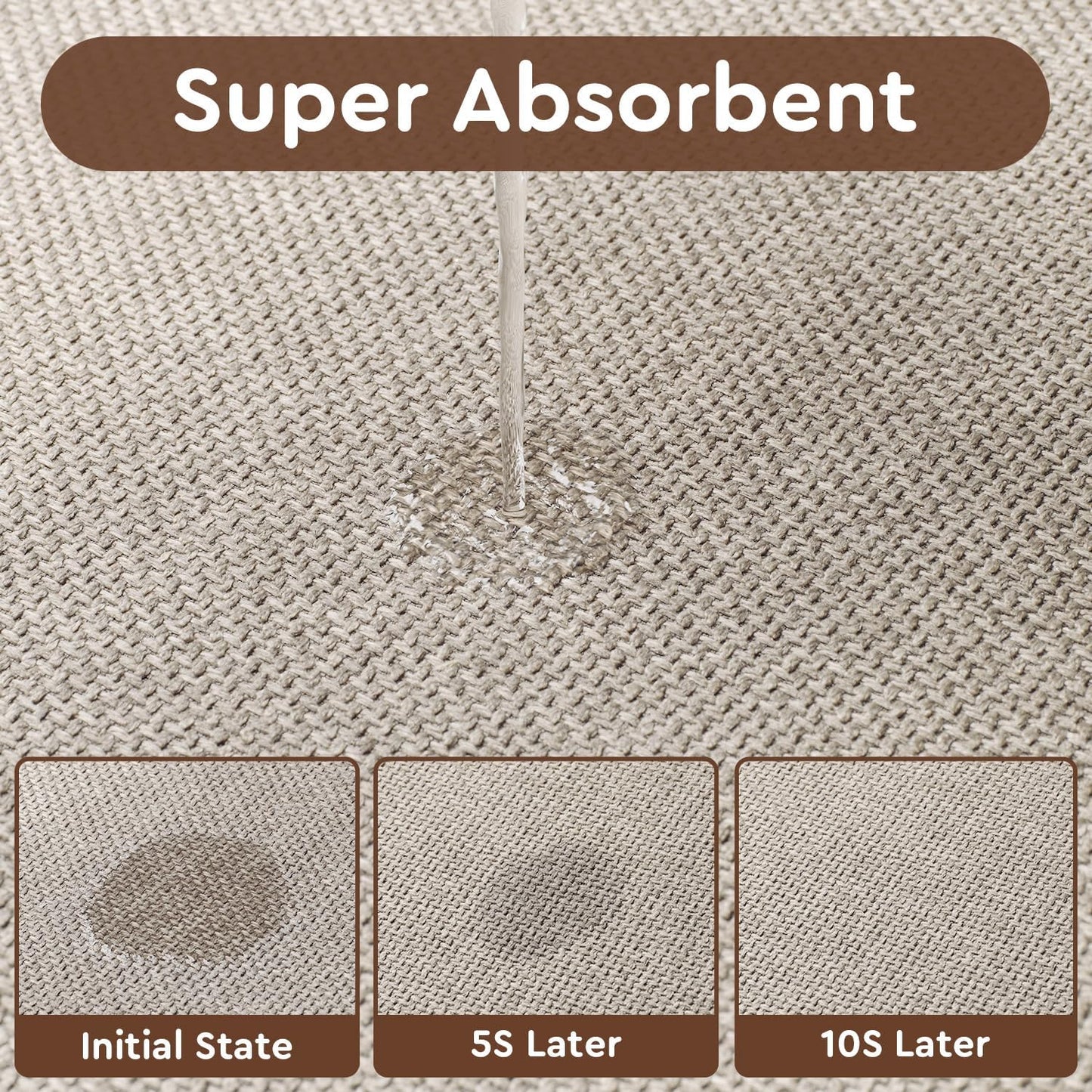 tchdio Kitchen Mats for Floor, Rubber Backed Kitchen Rugs Non Slip Washable, Superior Absorbent Kitchen Runner Rug Easy to Clean, Comfort Kitchen Floor Mat Front of Sink (Light Beige, 20" × 32")