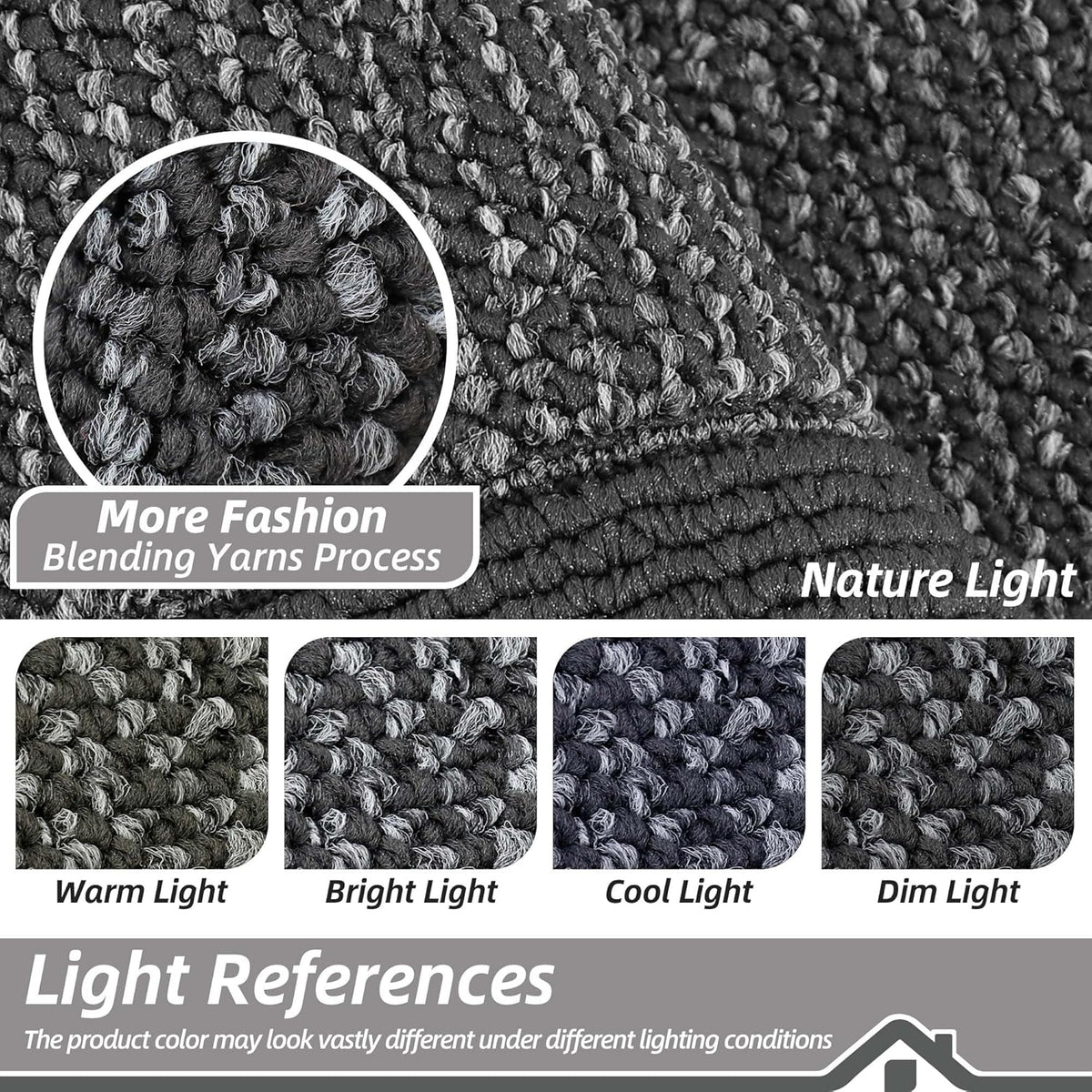 BEQHAUSE Indoor Door Mat 24" x 60", Dirt Trapper Door Mats Non-Slip Entryway Rugs Washable, Resist Dirt Absorbent Welcome Mat, Low Profile Floor Mats for Front Back Door and Entryway, Charcoal
