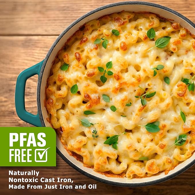 Mueller DuraCast 6 Quart Enameled Cast Iron Dutch Oven Pot with Lid, Heavy-Duty, Oven Safe up to 500° F & Across All Cooktops, Wedding Registry Ideas & Gifts, Emerald