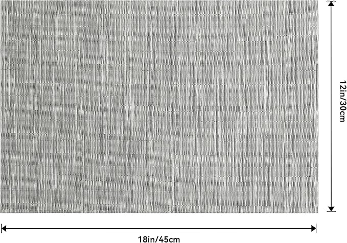 Leetaltree Silver Placemats Set of 8 - Heat Resistant Non-Slip Place mats for Dining Table, Washable Durable PVC Vinyl Woven Table Mats（Silver, 8）