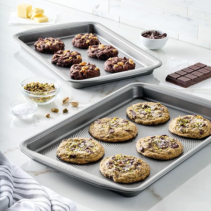 Circulon Bakeware Nonstick Cookie Pan Set, Cookie Sheets for Baking, 2-Piece, Gray
