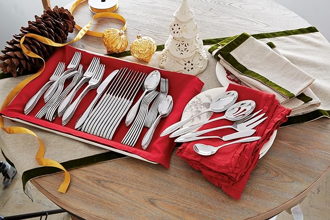 Lenox Sculpt 65-Piece Flatware Set, Metallic