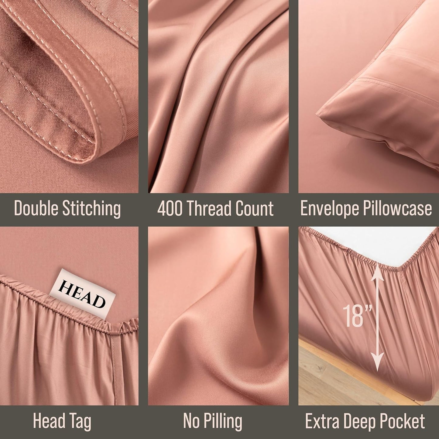 Bella Coterie Luxury Bamboo Viscose Queen Size Sheet Set | 100% Organically Grown | Ultra Soft | Cooling for Hot Sleepers | 18" Deep Pocket [Raisin]