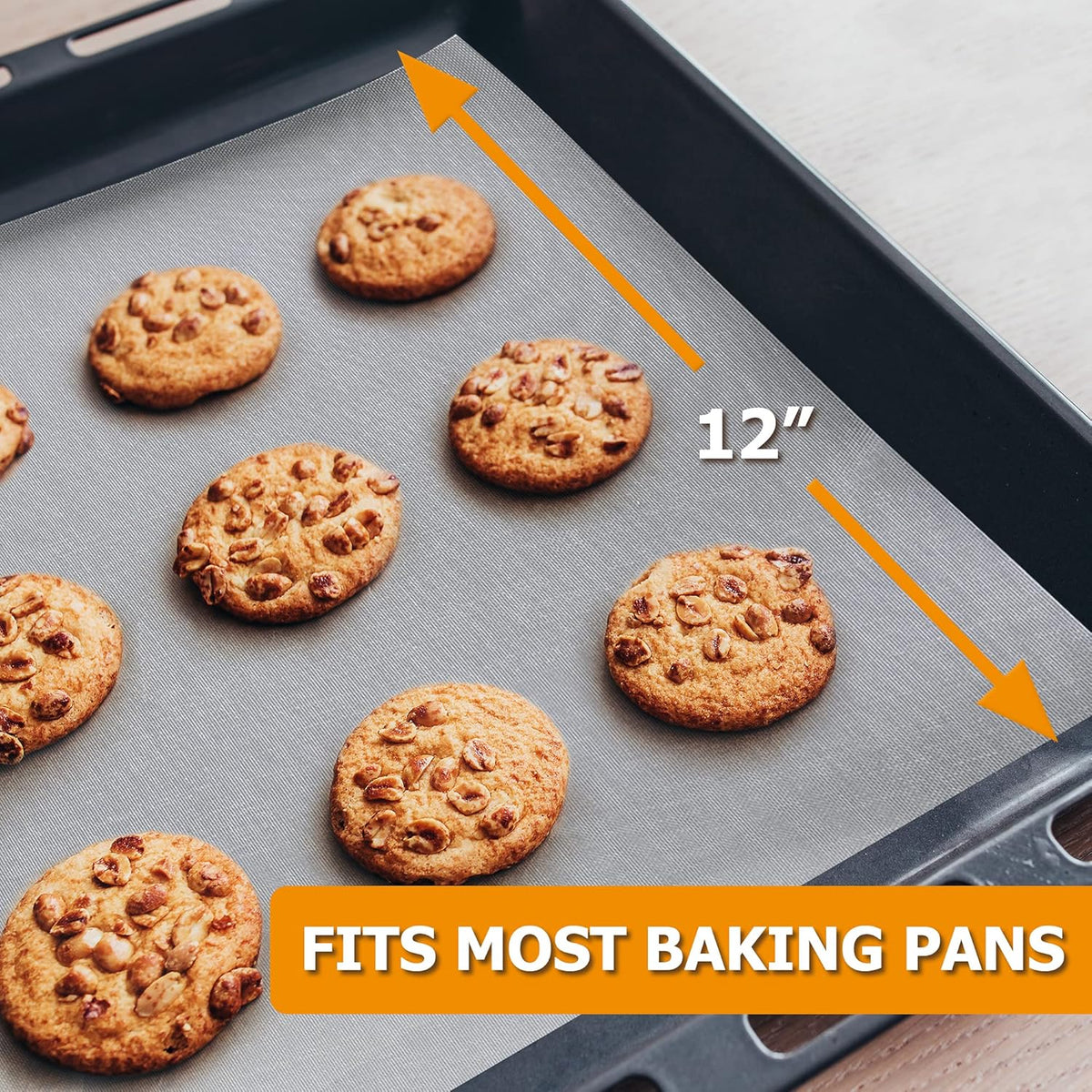 Silicone Baking Mat Roll - Best German Silicone - Non-slip Silicone Pastry Mat, Non-Stick Reusable Air Fryer Linner, Counter Mat, Oven Liner, Freeze Dryer Mat - 12IN x 8FT