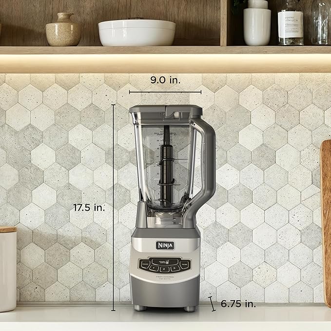 Ninja BL660 Professional Compact Smoothie & Food Processing Blender, 1100-Watts, 3 Functions -for Frozen Drinks, Smoothies, Sauces, & More, 72-oz.* Pitcher, (2) 16-oz. To-Go Cups & Spout Lids, Gray