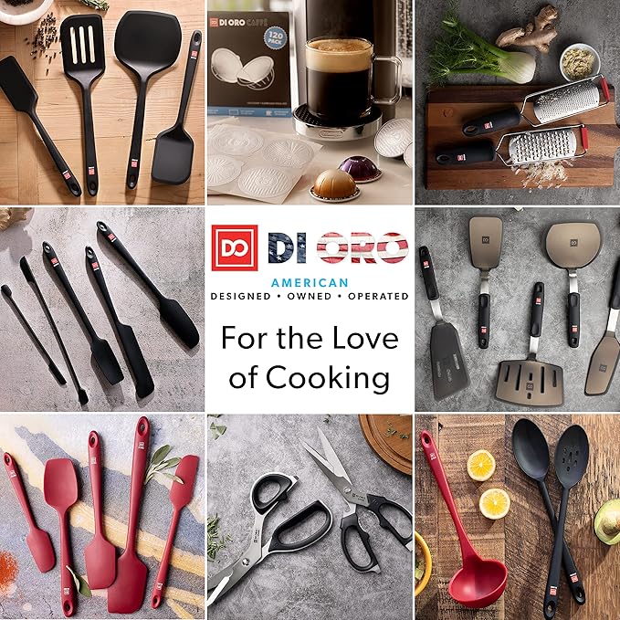 DI ORO Silicone Jar Spatulas for Scraping - Rubber Spatulas Silicone Heat Resistant - Kitchen Spatulas Nonstick Cookware Safe - Silicone Utensil Set for Blenders, Mixing, Baking, & Makeup (5pc, Stone)